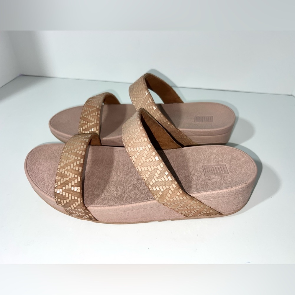 Fitflop Womens Lottie Chevron Slide Sandal Shoes Blush Pink, US 9